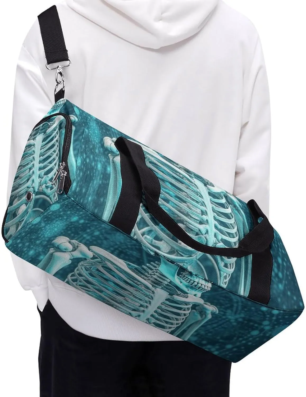 The Skeleton of Color Space Sports Gym Bag Carry on Holdalls for Men Small Duffel Bags for Women with Shoe Compartment