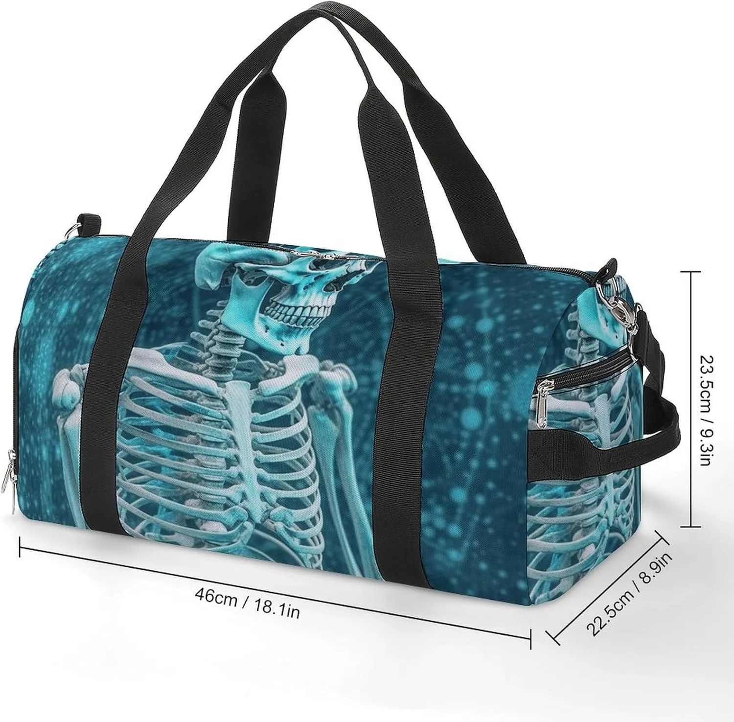 The Skeleton of Color Space Sports Gym Bag Carry on Holdalls for Men Small Duffel Bags for Women with Shoe Compartment