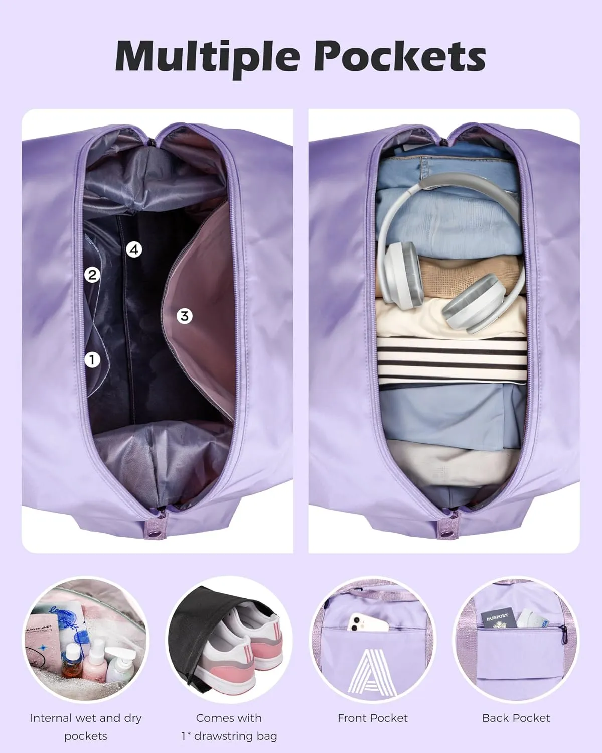 Things for Teen Girls, Birthday Gift, Initial Travel Bag, Girls Sports Bag, Personalized Weekender Bag, Monogram Overnight Bag Gift for Her (Letter H)