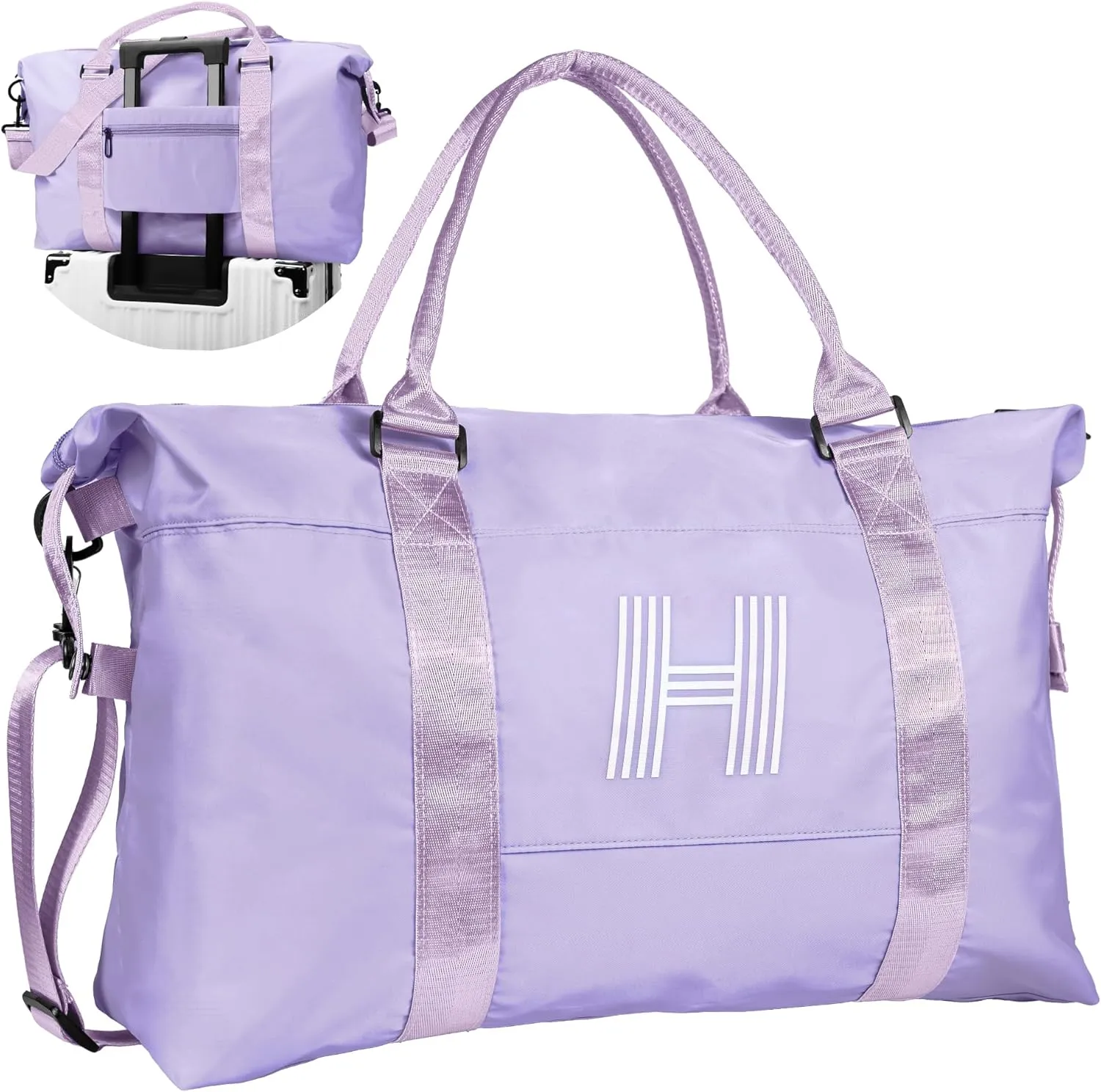 Things for Teen Girls, Birthday Gift, Initial Travel Bag, Girls Sports Bag, Personalized Weekender Bag, Monogram Overnight Bag Gift for Her (Letter H)