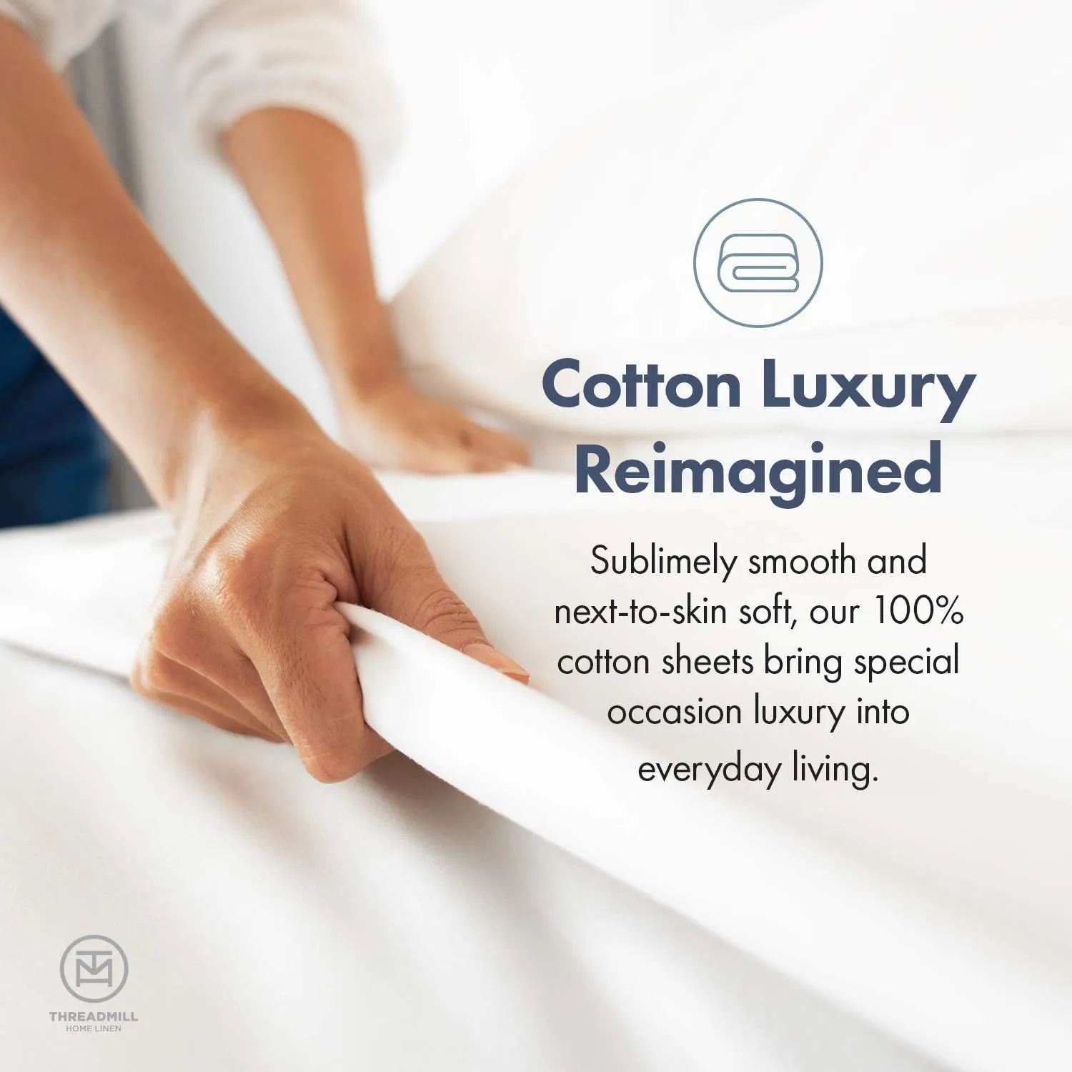 Threadmill 100% Cotton Sheets for Cal King Size Bed - 600 Thread Count Cal King Bed Sheets Set with 16” Deep Pocket - Sateen Weave 4-Piece Bedding Set with Cooling Effect, Folkstone Blue