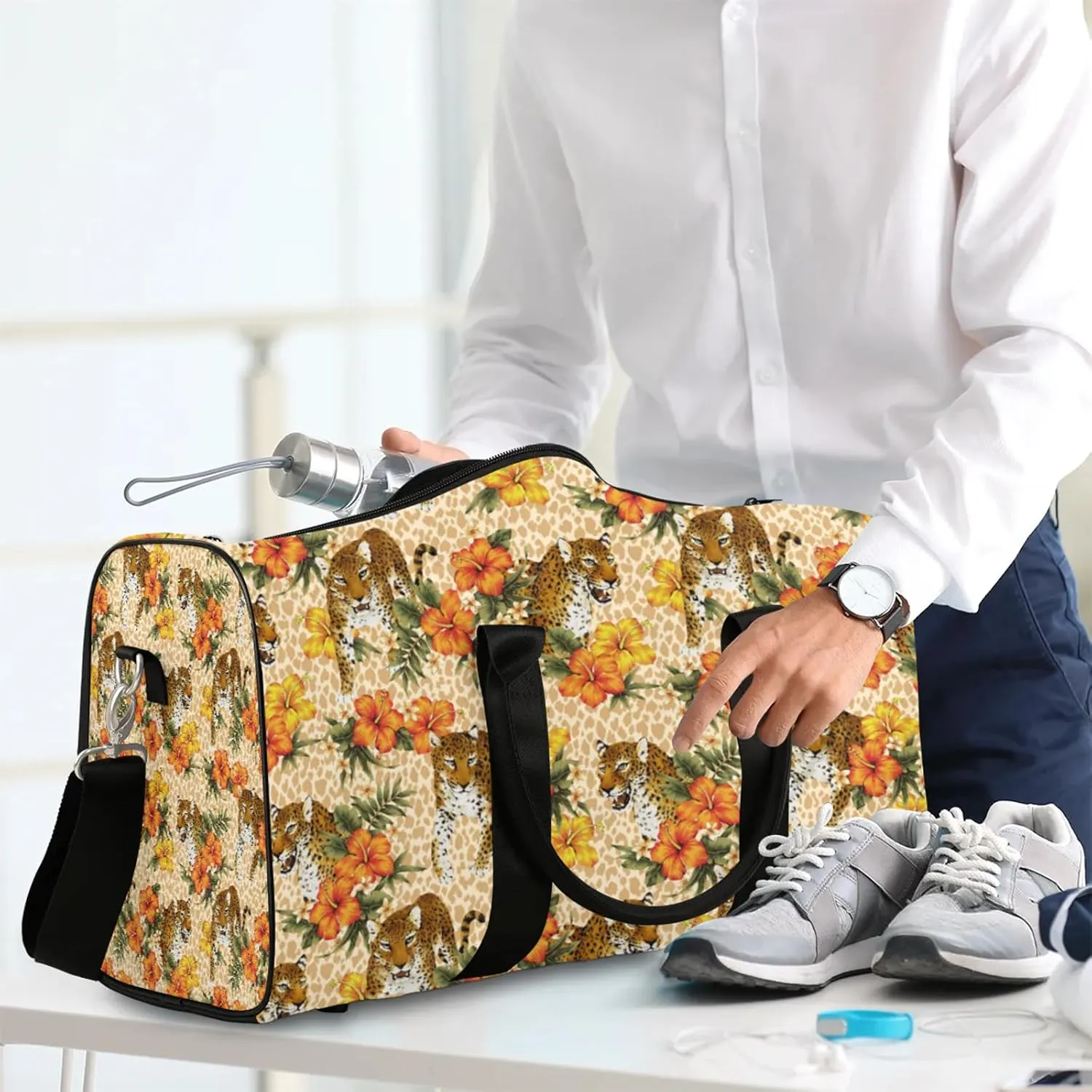 Tiger Wildlife Travel Duffle Bag, Weekender Bags for Women Men, Carry on Overnight Bag Waterproof Gym Bags, Hospital Bag for Labor and Delivery