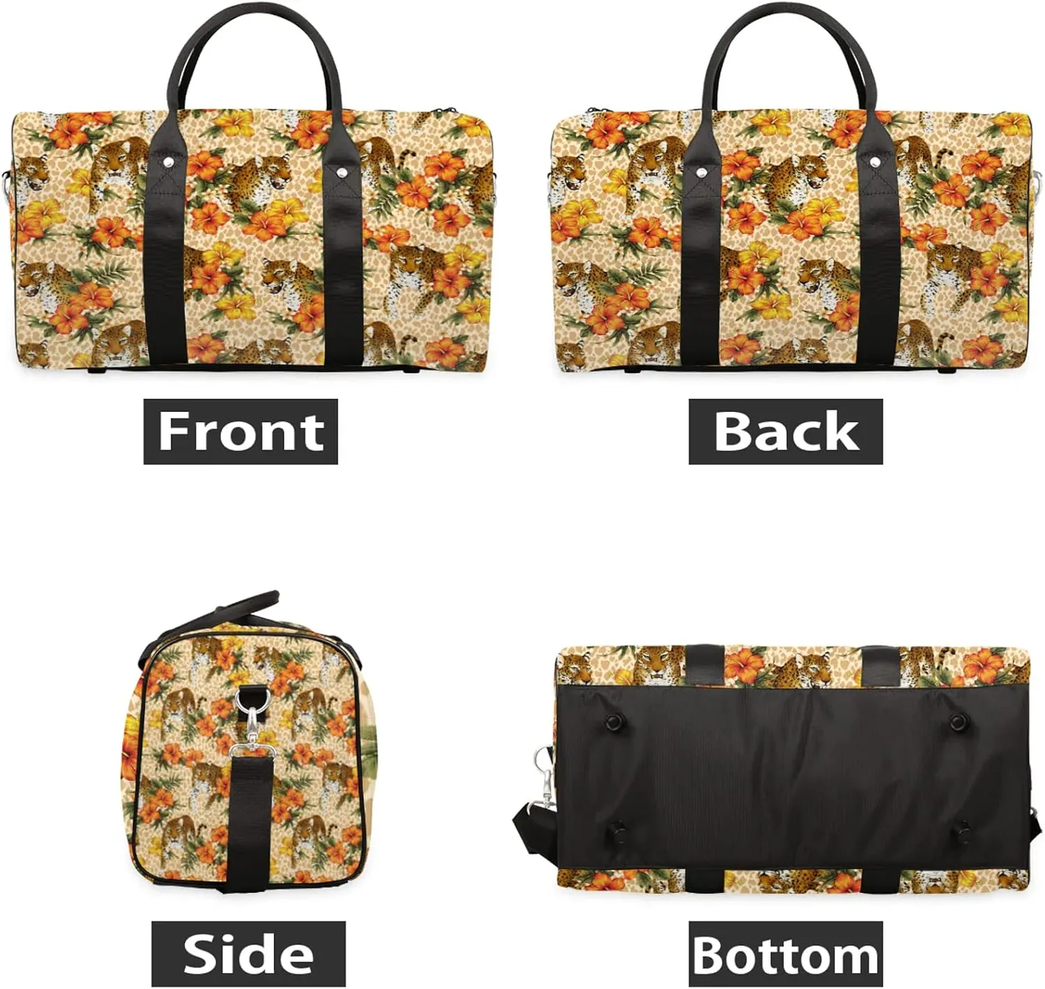 Tiger Wildlife Travel Duffle Bag, Weekender Bags for Women Men, Carry on Overnight Bag Waterproof Gym Bags, Hospital Bag for Labor and Delivery