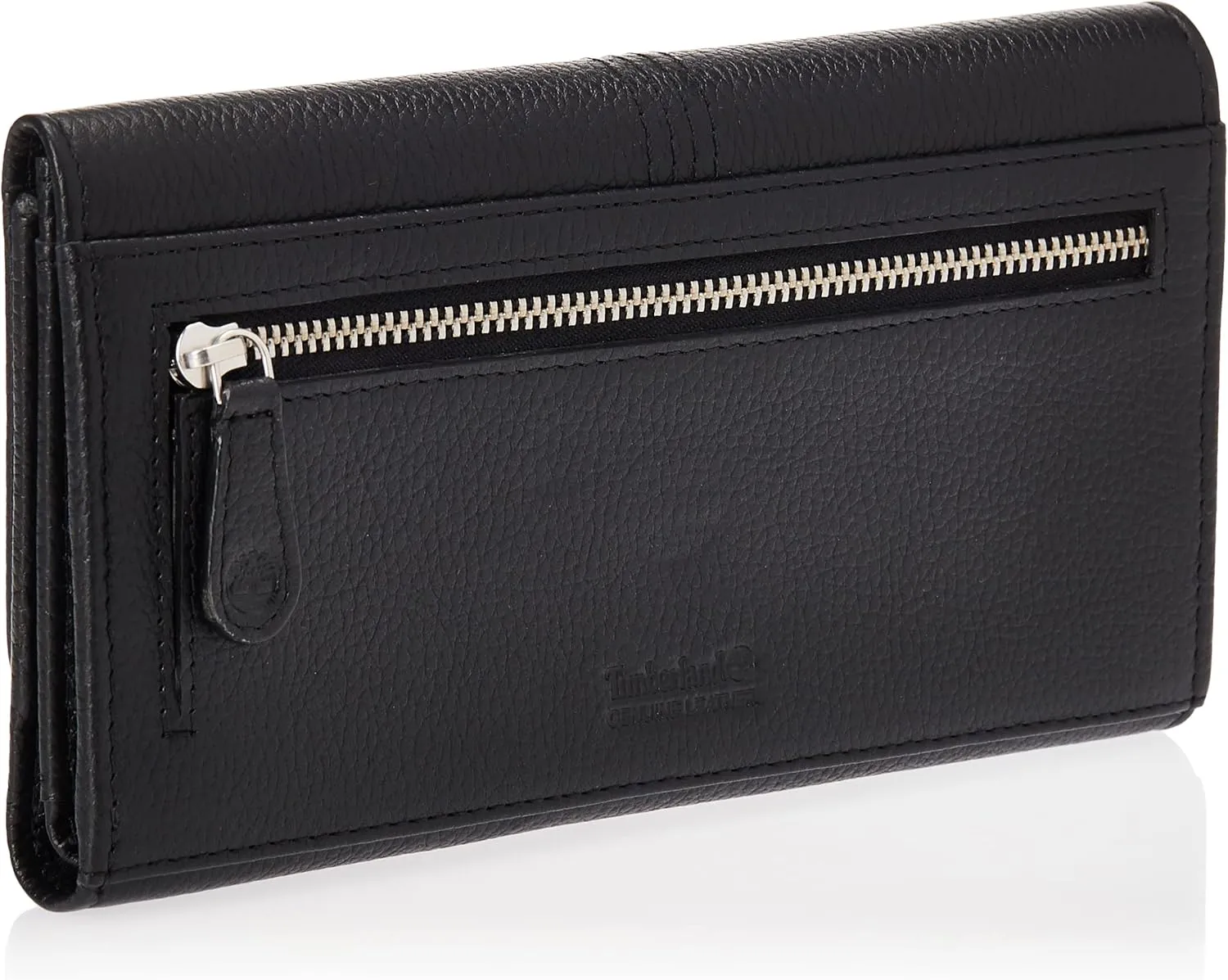 Timberland Leather RFID Flap Wallet Clutch Organizer, Black (Pebble)