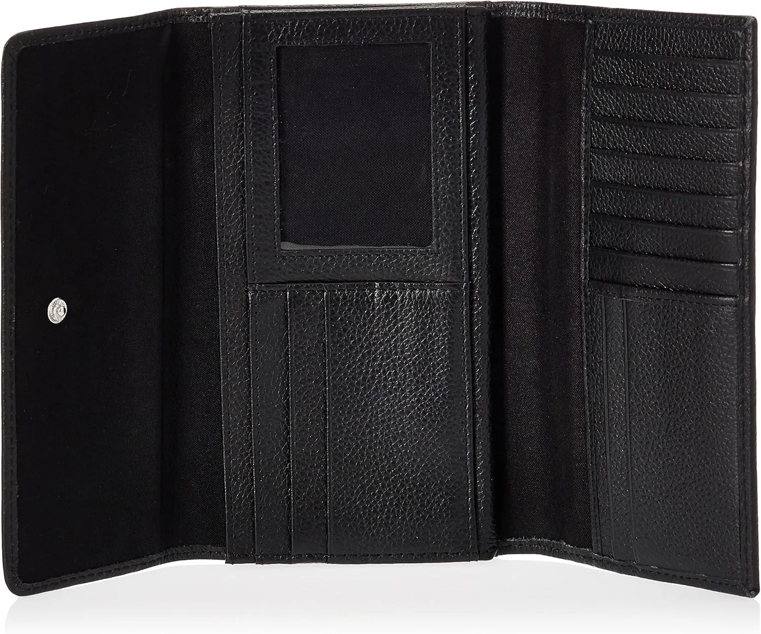 Timberland Leather RFID Flap Wallet Clutch Organizer, Black (Pebble)