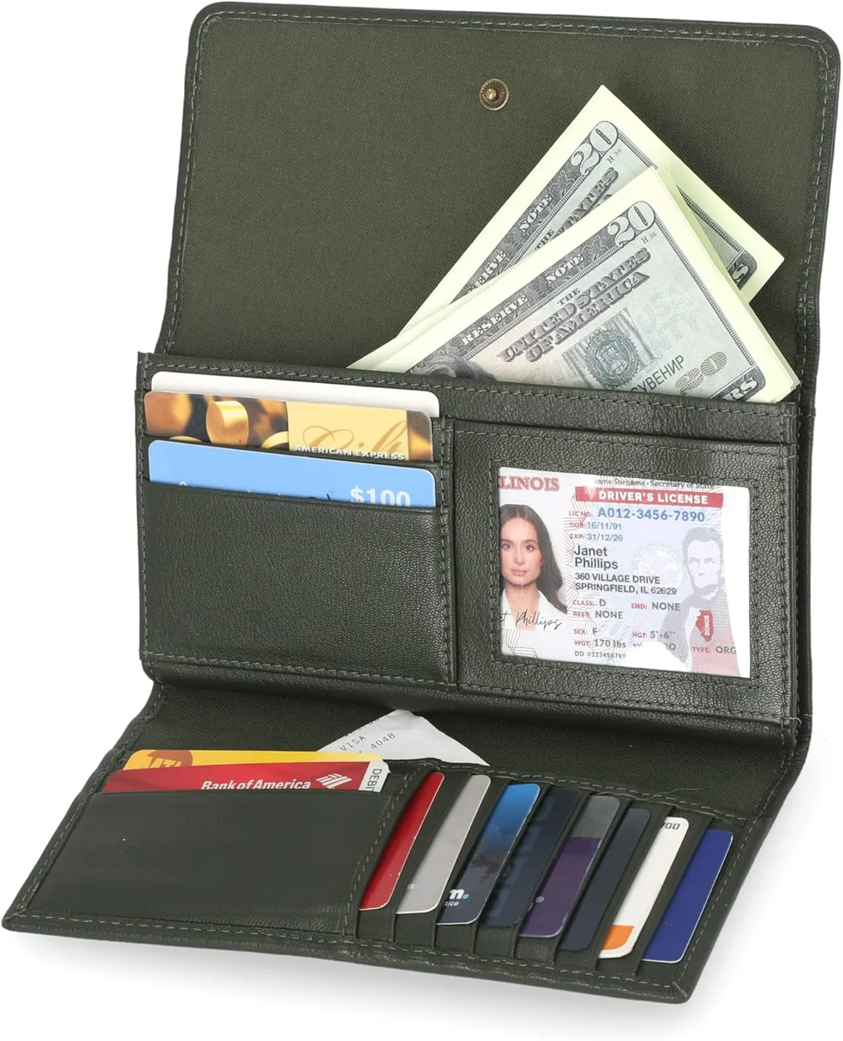 Timberland Leather RFID Flap Wallet Clutch Organizer, Grape Leaf