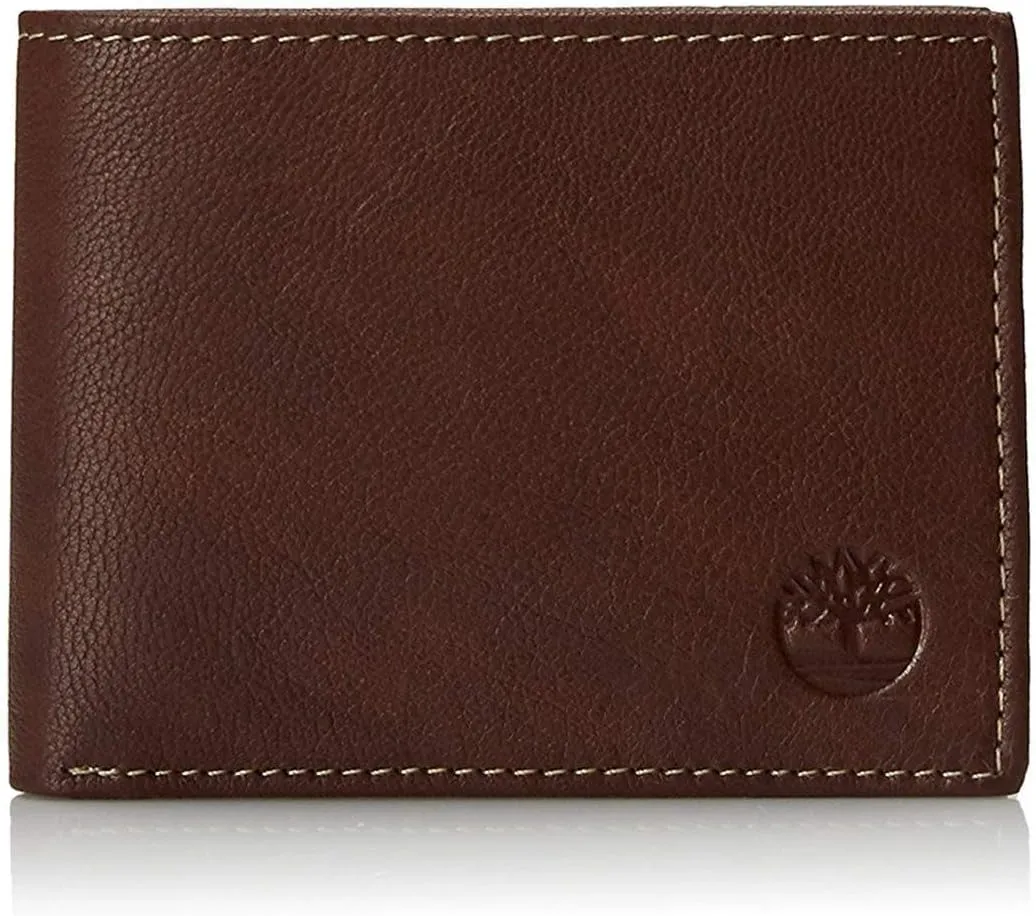 Timberland Men's Blix Slimfold Leather Wallet, Brown, One Size