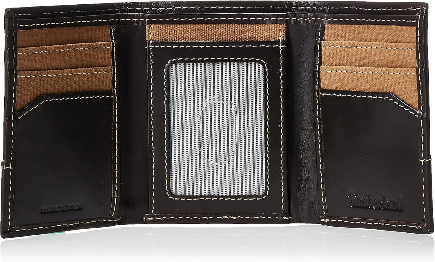 Timberland mens Canvas & Leather Trifold Wallet, Khaki, One Size US