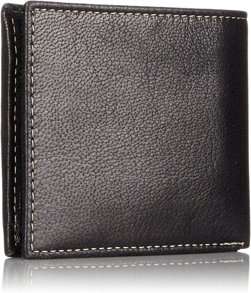 Timberland Men's Leather Passcase Trifold Wallet Hybrid, Black (Hundson), One Size