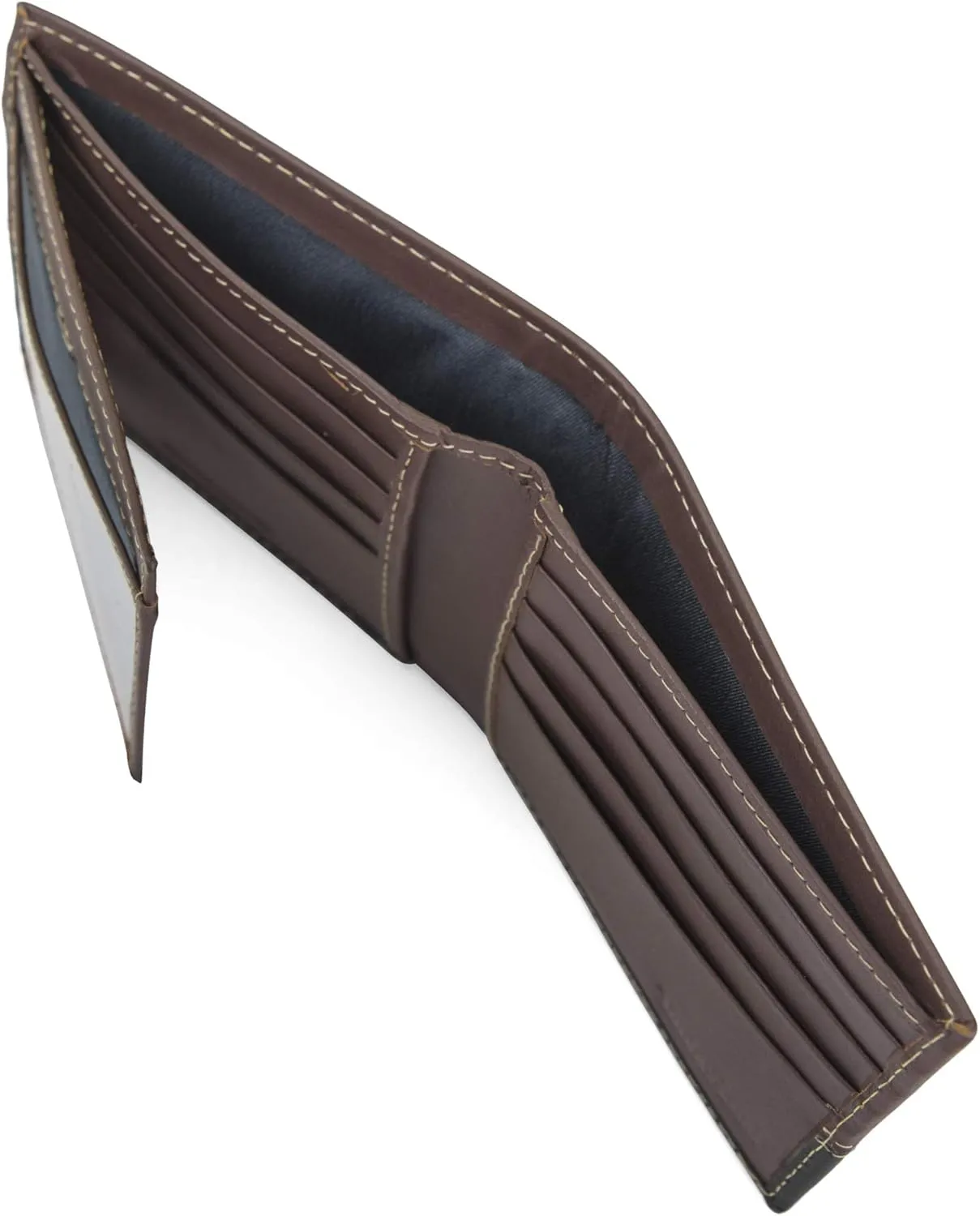 Timberland Men's Leather Passcase Trifold Wallet Hybrid, Brown/Black, One Size