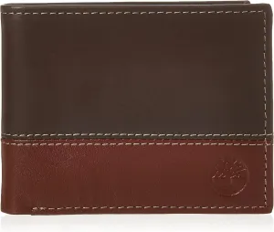 Timberland Men's Leather Passcase Trifold Wallet Hybrid, Brown/Cognac, One Size