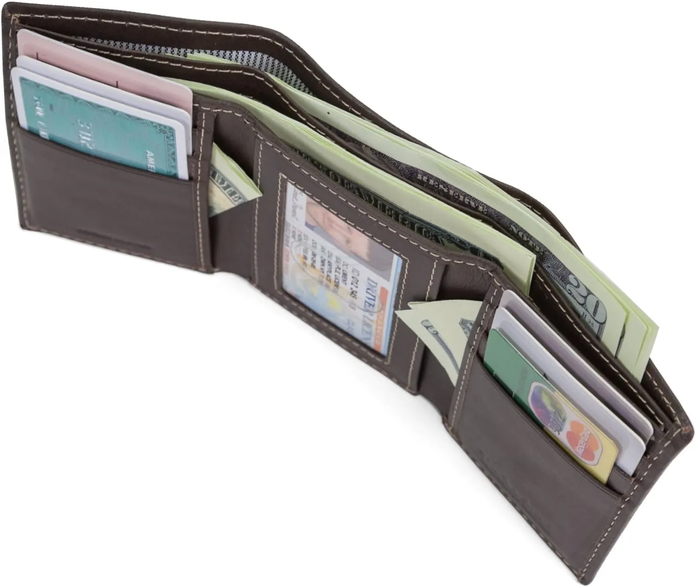 Timberland Men's Leather Trifold Wallet with Id Window, Brown (Cloudy), One Size