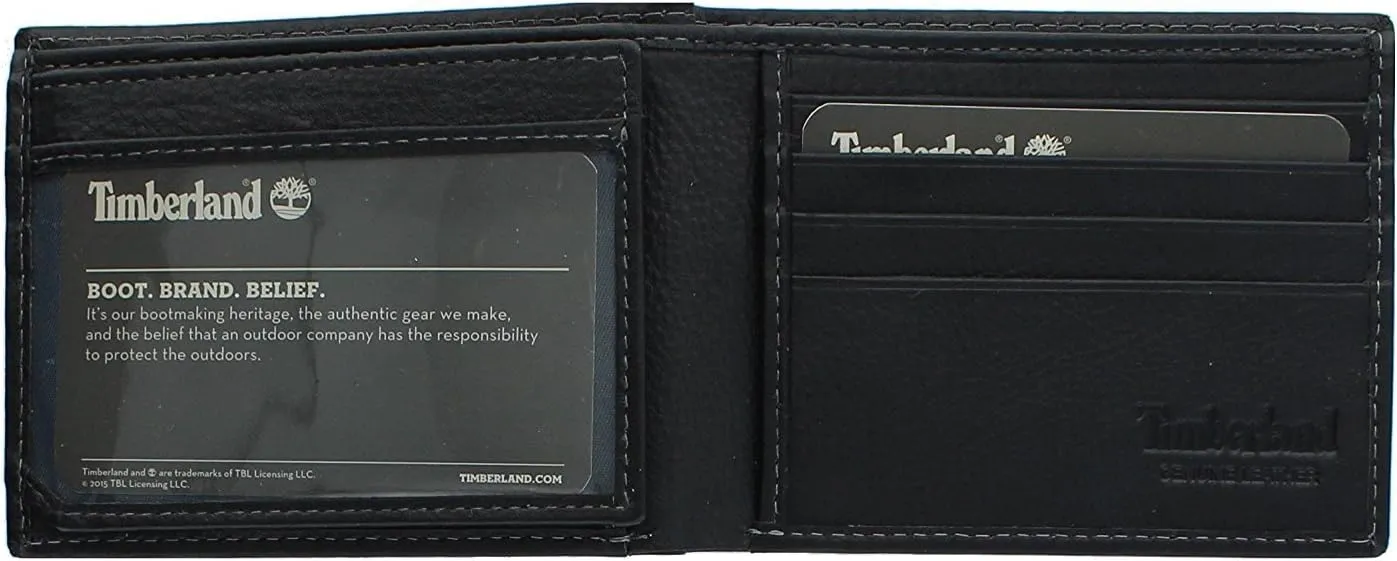 Timberland Men's Wellington Leather RFID Bifold Commuter Security Wallet