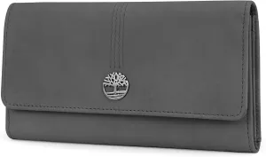 Timberland Women's Leather RFID Flap Wallet Clutch Organizer, Castlerock (Nubuck), One Size