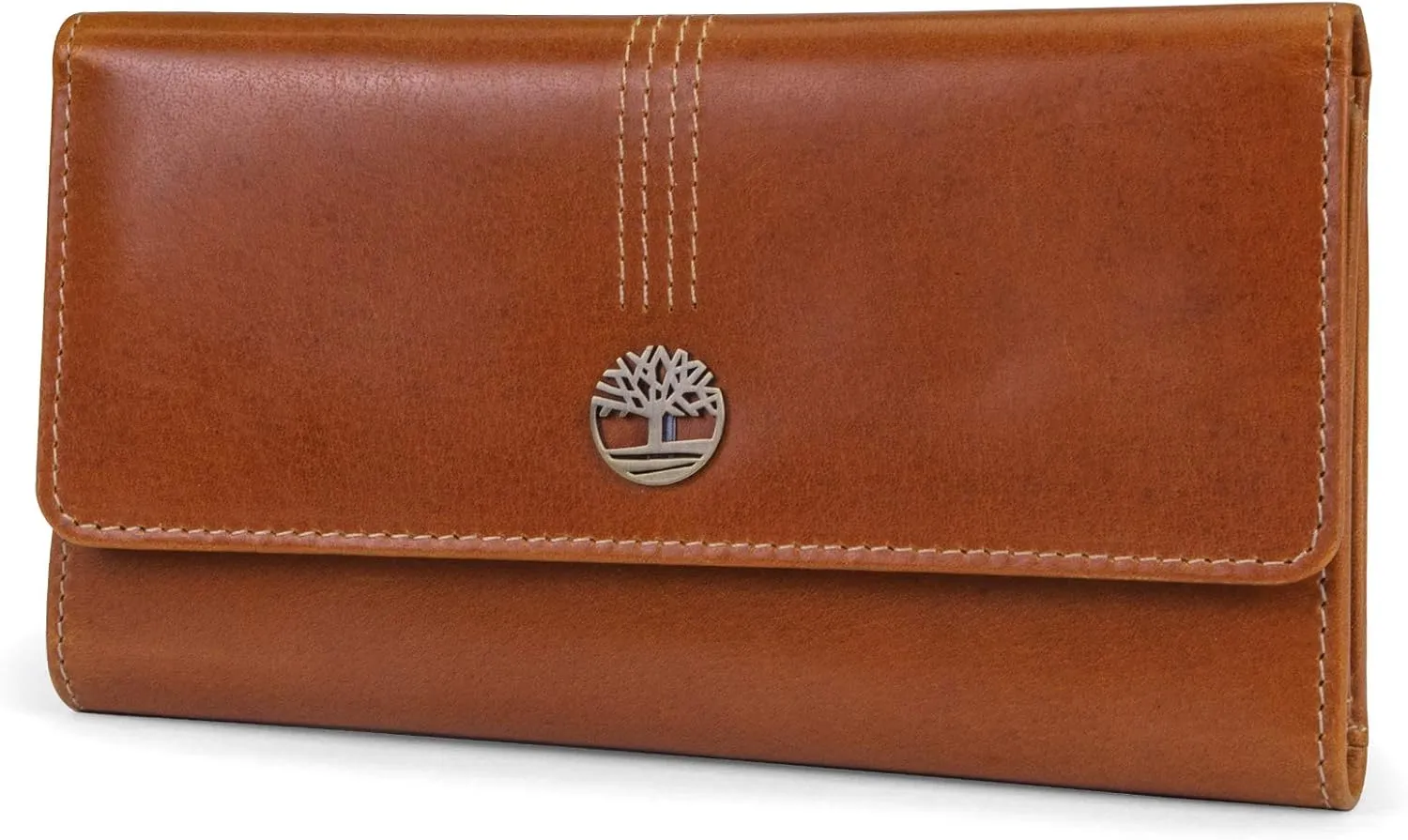 Timberland Women's Leather RFID Flap Wallet Clutch Organizer, Cognac (Buff Apache), One Size