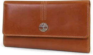 Timberland Women's Leather RFID Flap Wallet Clutch Organizer, Cognac (Buff Apache), One Size
