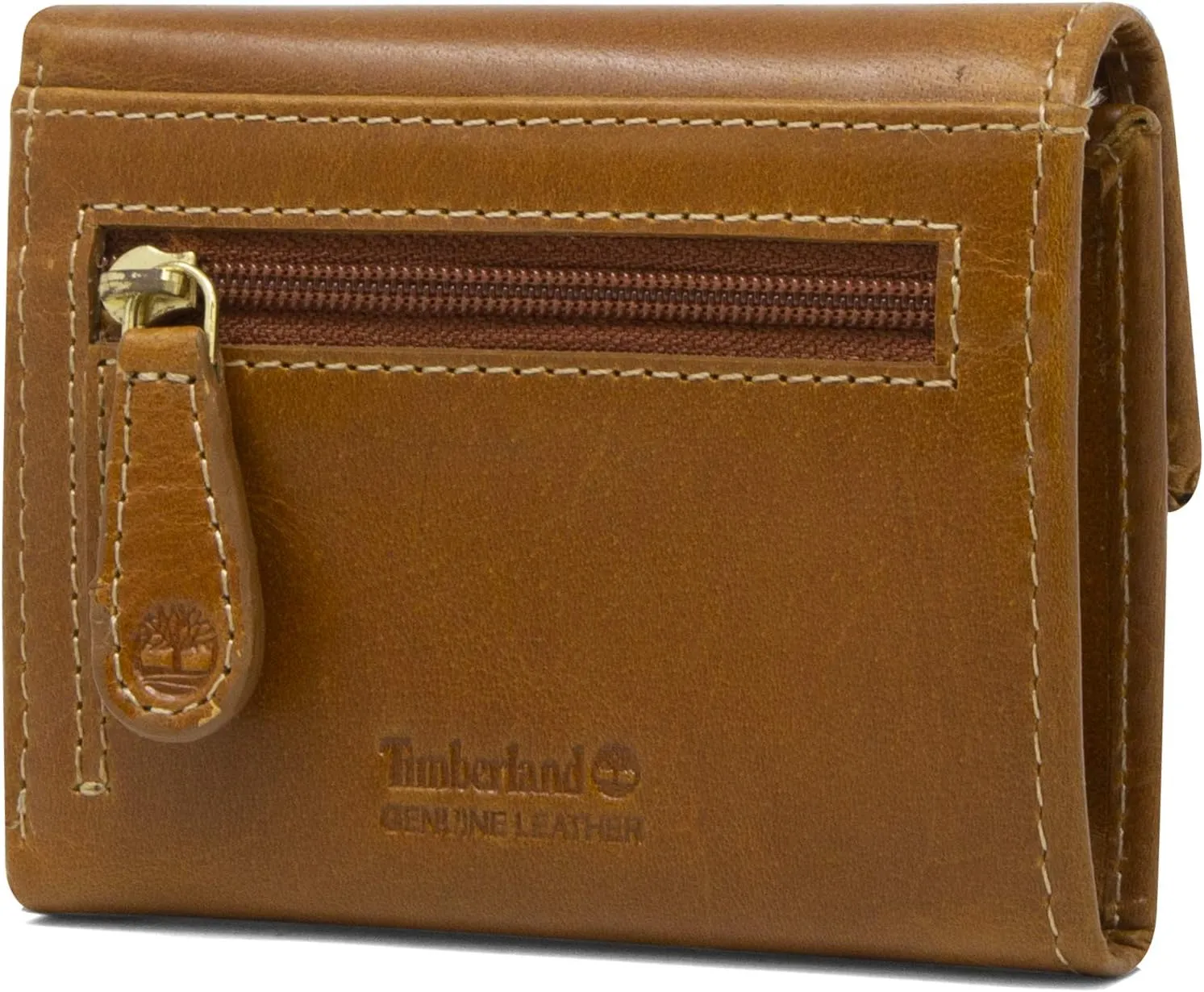 Timberland Women's Leather Rfid Small Indexer Snap Wallet Billfold, Cognac (Buff), one size