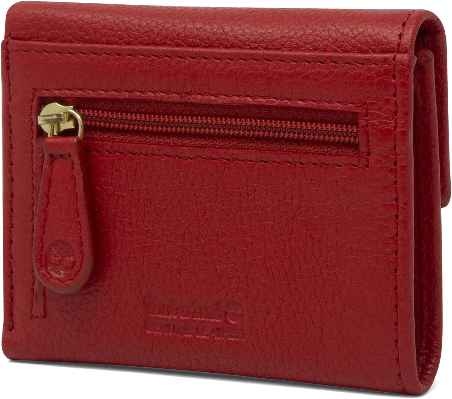 Timberland Women's Leather RFID Small Indexer Snap Wallet Billfold, Red, one Size