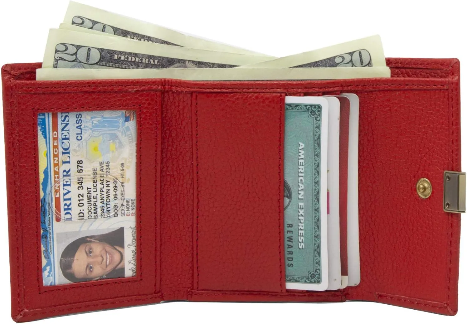 Timberland Women's Leather RFID Small Indexer Snap Wallet Billfold, Red, one Size