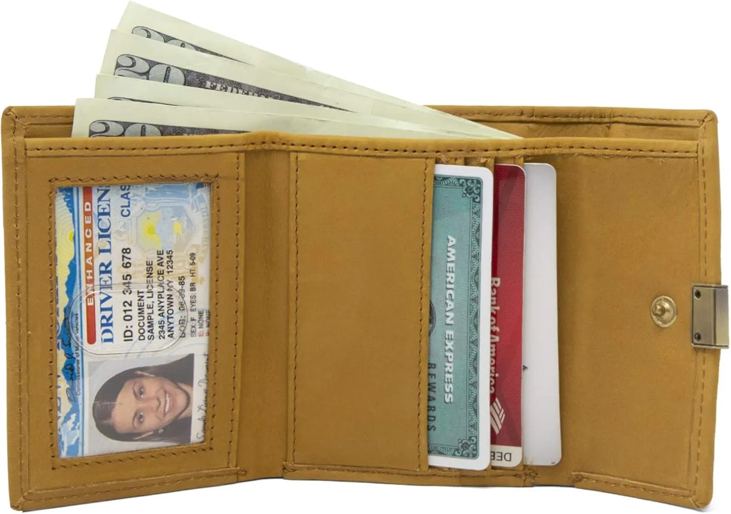 Timberland Women's Leather Rfid Small Indexer Snap Wallet Billfold, Wheat (Nubuck), one size