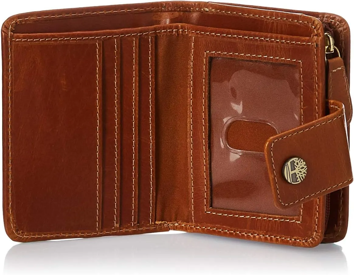 Timberland Women's Leather Rfid Small Indexer Wallet Billfold, Cognac, One Size