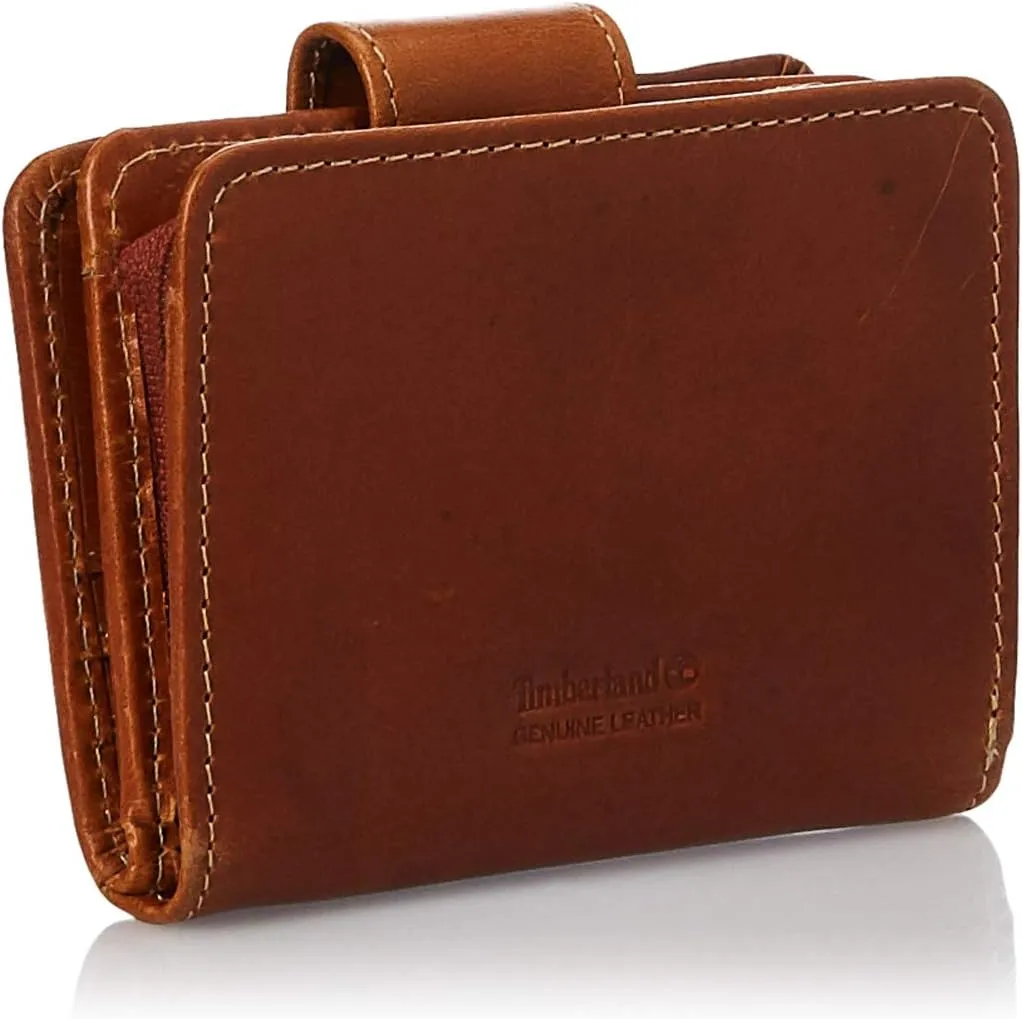 Timberland Women's Leather Rfid Small Indexer Wallet Billfold, Cognac, One Size