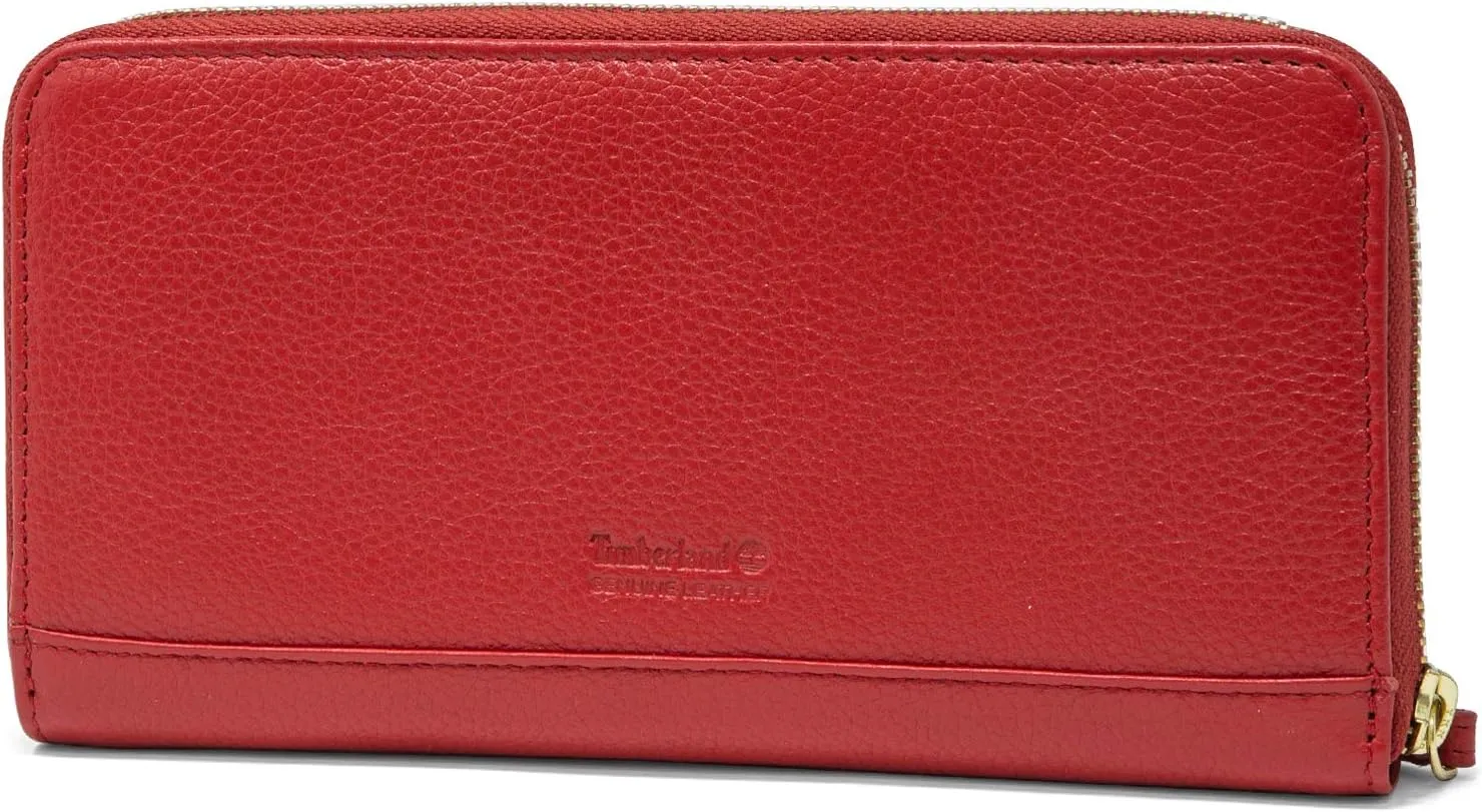 Timberland Women's Leather RFID Zip Around Wallet Clutch with Wristlet Strap