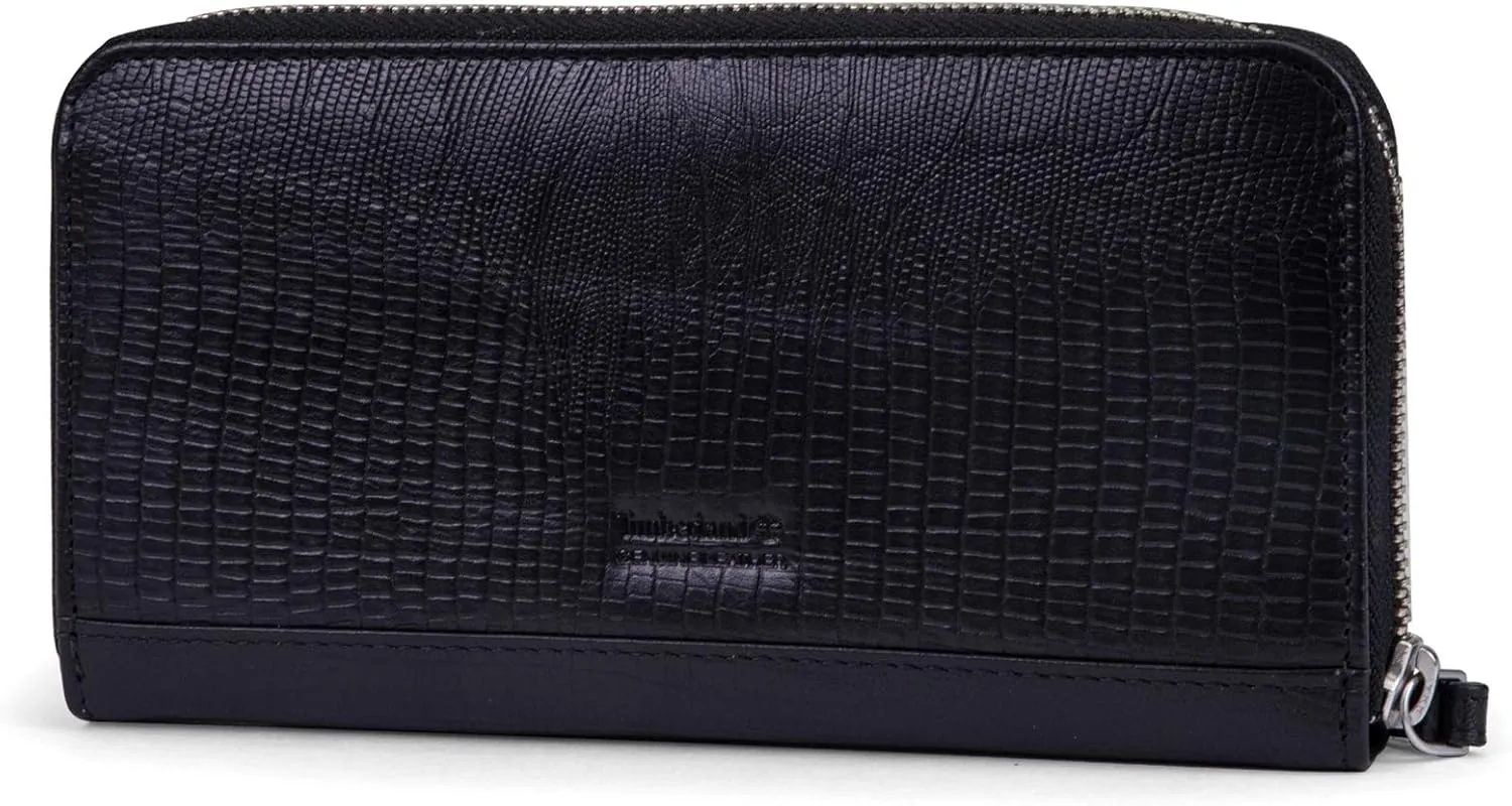 Timberland Women's Leather RFID Zip Around Wallet Clutch with Wristlet Strap