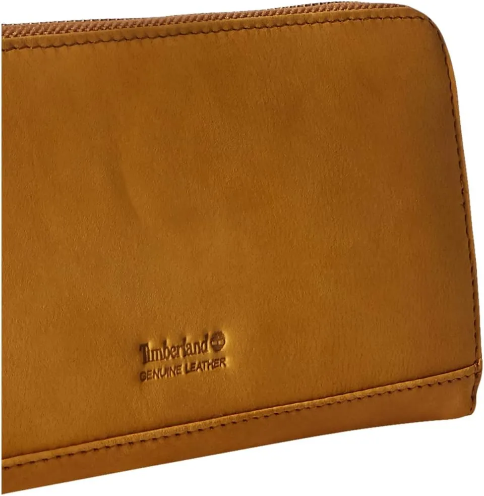 Timberland Women's Leather RFID Zip Around Wallet Clutch with Wristlet Strap