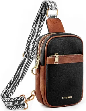 Titosha Anti Theft Small Sling Bags for Women RFID Blocking Cross Body Travel Purse Fanny Packs with Anti-Pickpocket Clip
