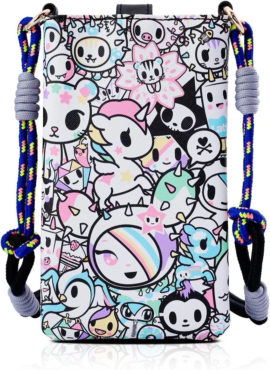 Tokidoki Official Licensed Leather Crossbody Bag with Adjustable Strap Phone Bag Shoulder Bag Coin Purses for Women