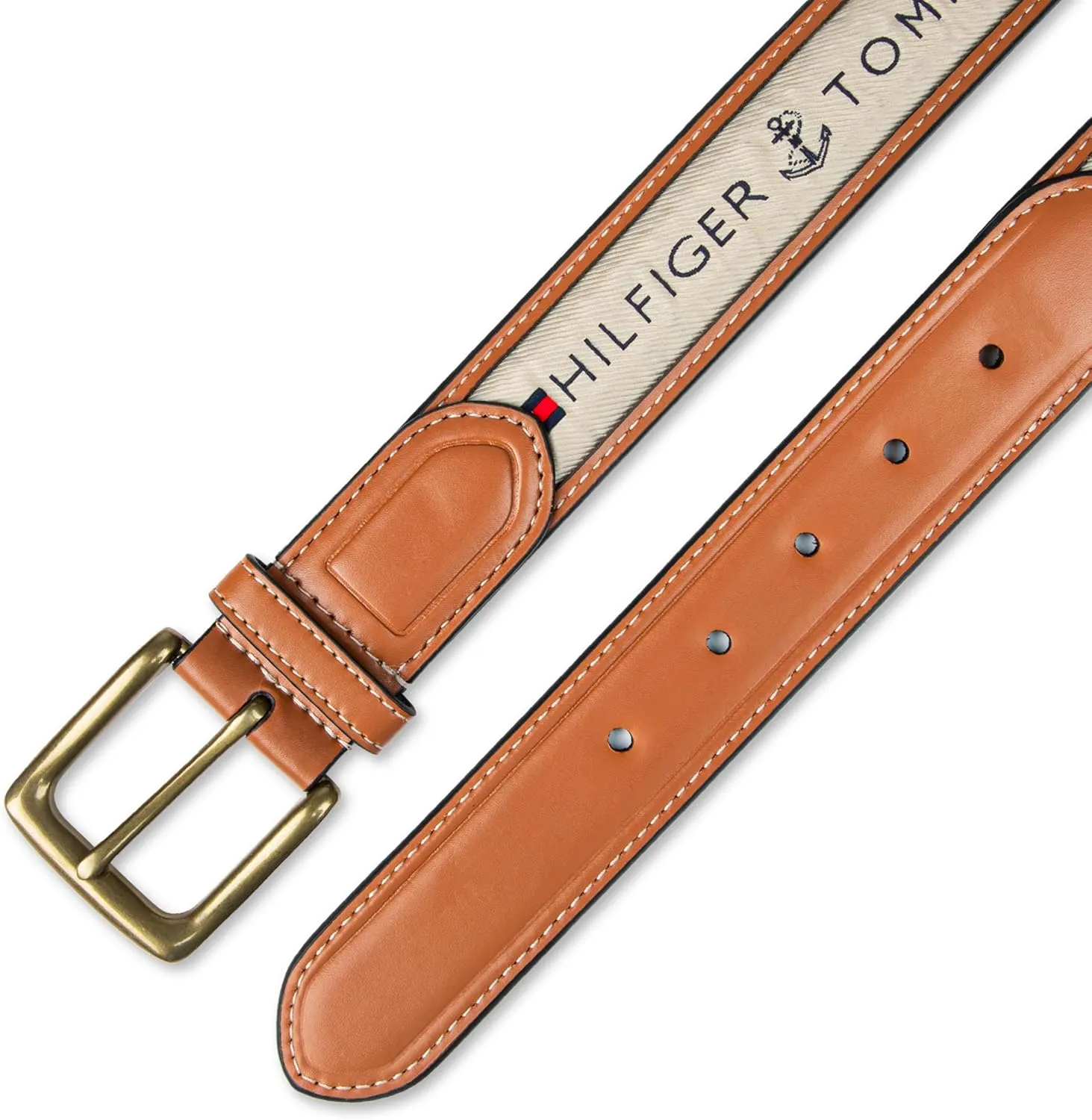 Tommy Hilfiger Men's Fabric Inlay Casual Belt with Classic Harness Buckle