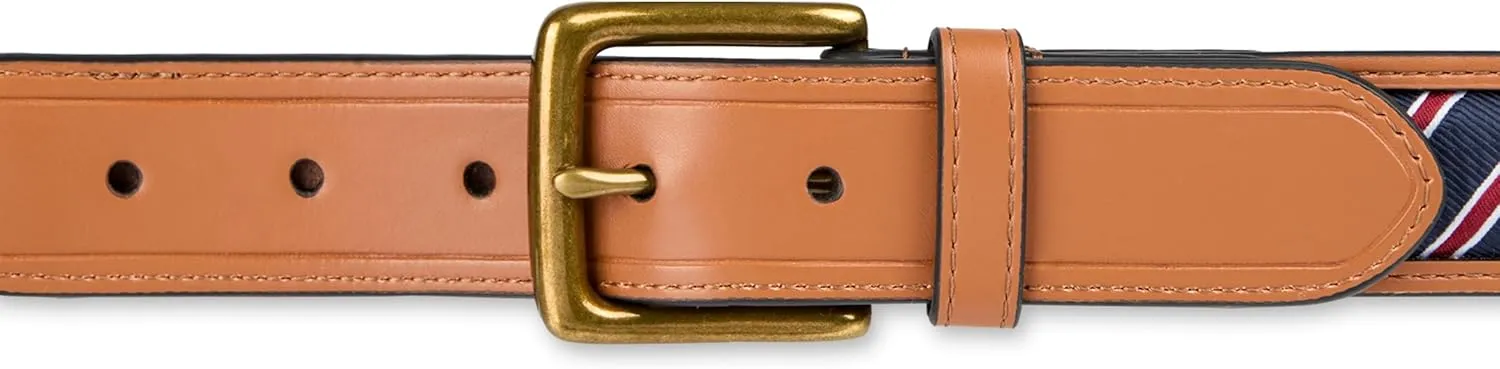 Tommy Hilfiger Men's Fabric Inlay Casual Belt with Classic Harness Buckle