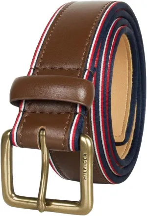 Tommy Hilfiger Men's Fabric Inlay Casual Belt with Classic Harness Buckle