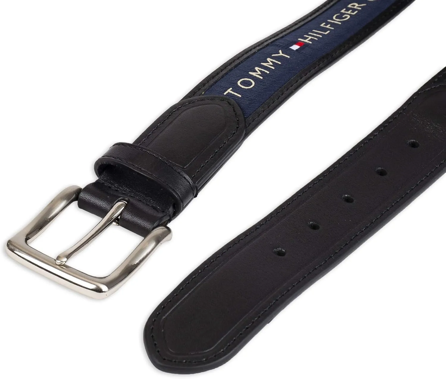 Tommy Hilfiger Men's Fabric Inlay Casual Belt with Classic Harness Buckle