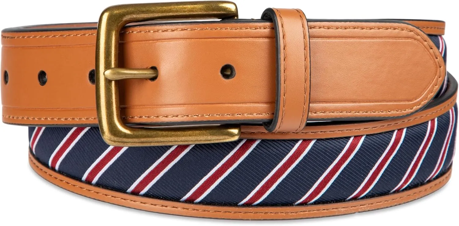 Tommy Hilfiger Men's Fabric Inlay Casual Belt with Classic Harness Buckle