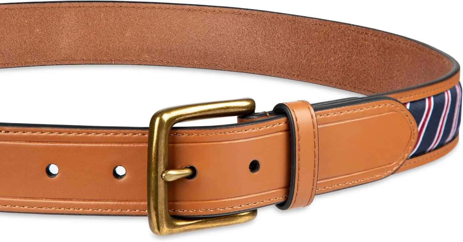 Tommy Hilfiger Men's Fabric Inlay Casual Belt with Classic Harness Buckle