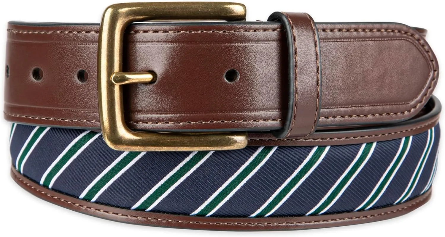 Tommy Hilfiger Men's Fabric Inlay Casual Belt with Classic Harness Buckle