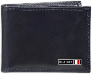 Tommy Hilfiger Men's Leather Wallet – Slim Bifold with 6 Credit Card Pockets and Removable ID Window, Navy Edisto, One Size
