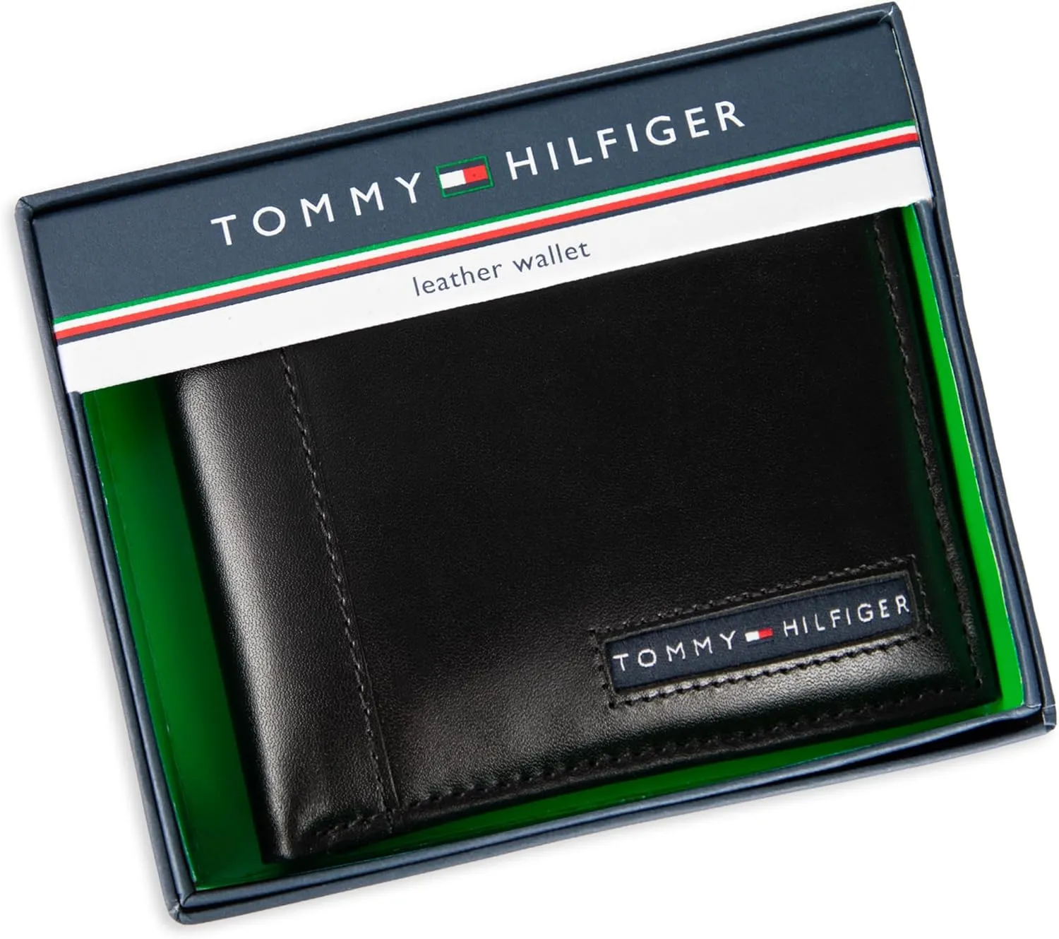 Tommy Hilfiger Men's Leather Wallet – Slim Bifold with 6 Credit Card Pockets and Removable ID Window