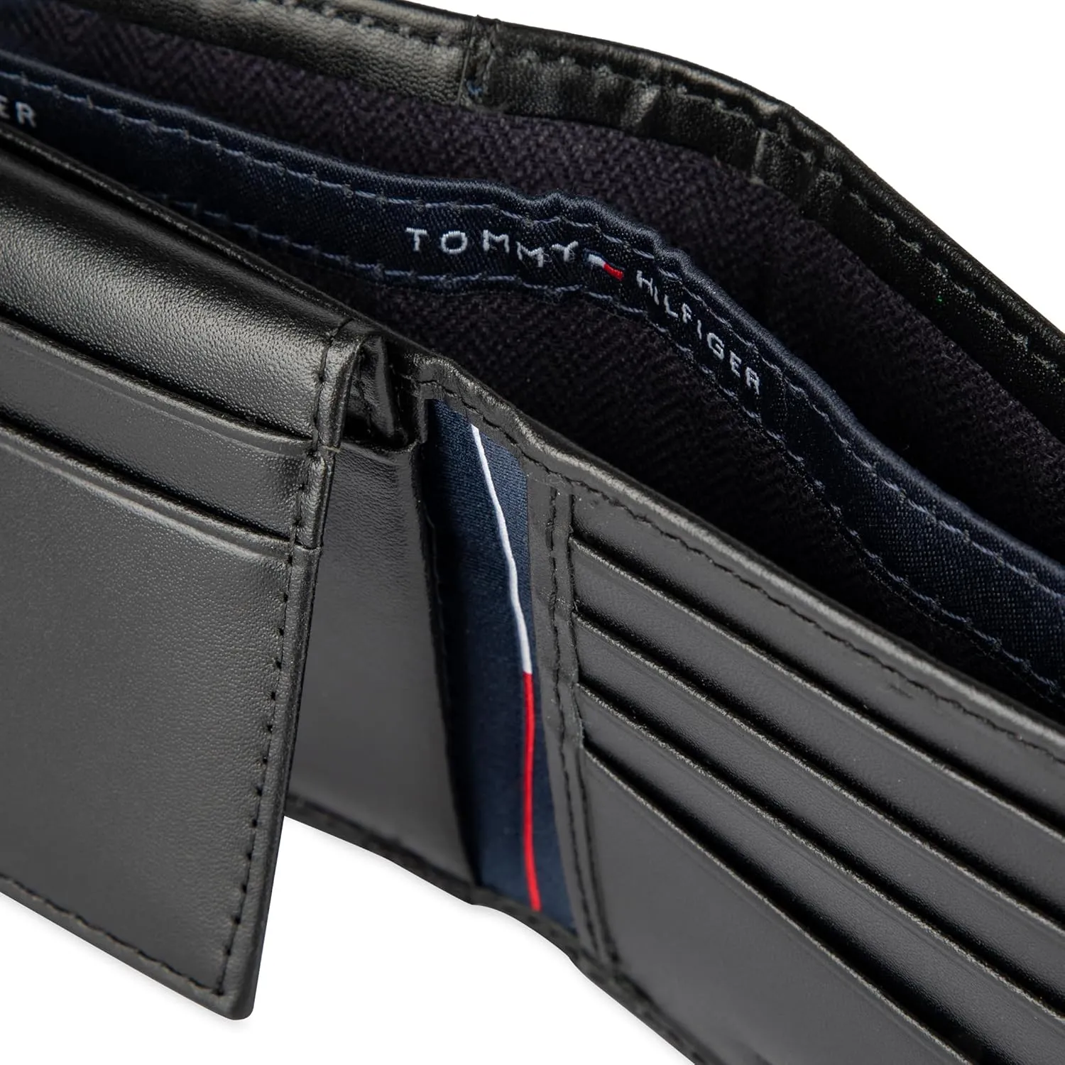 Tommy Hilfiger Men's Leather Wallet – Slim Bifold with 6 Credit Card Pockets and Removable ID Window