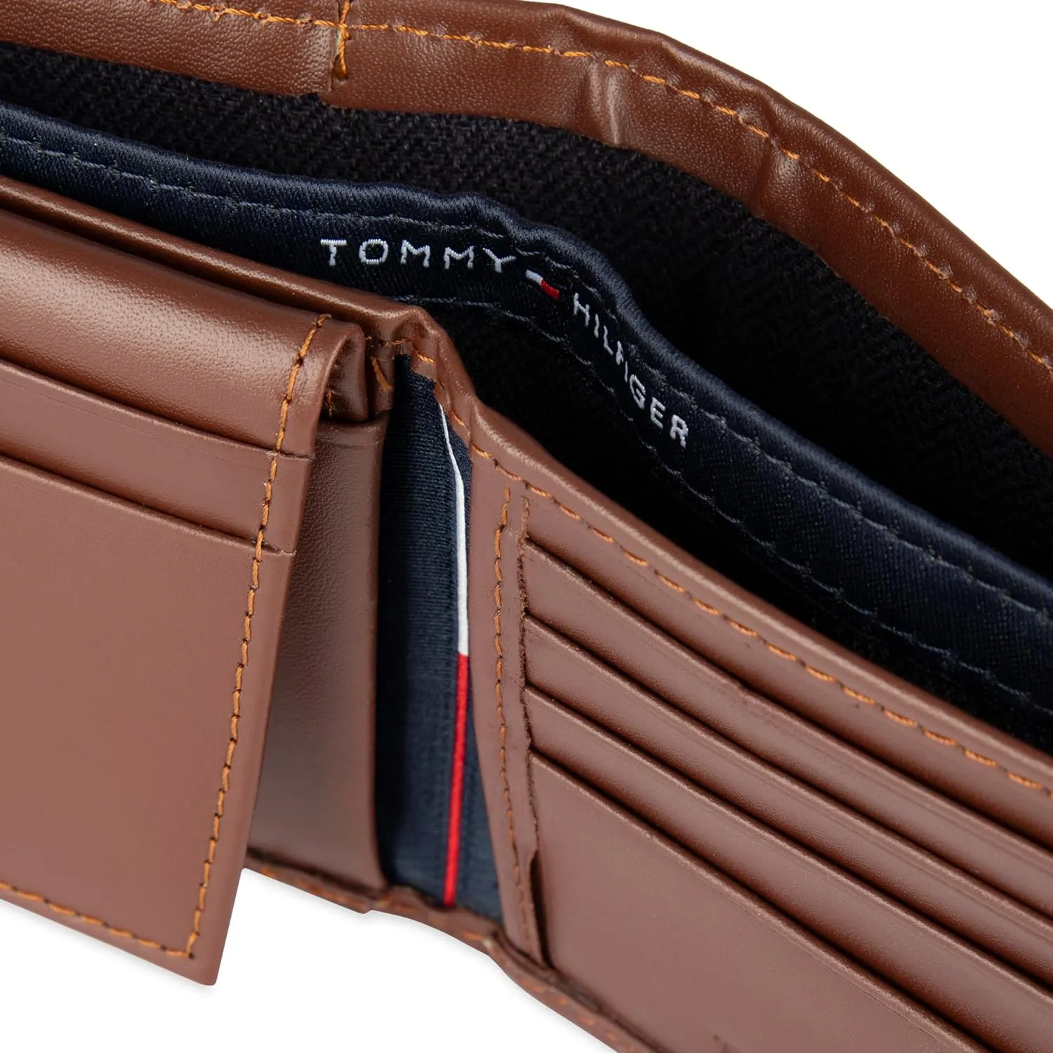 Tommy Hilfiger Men's Leather Wallet – Slim Bifold with 6 Credit Card Pockets and Removable ID Window