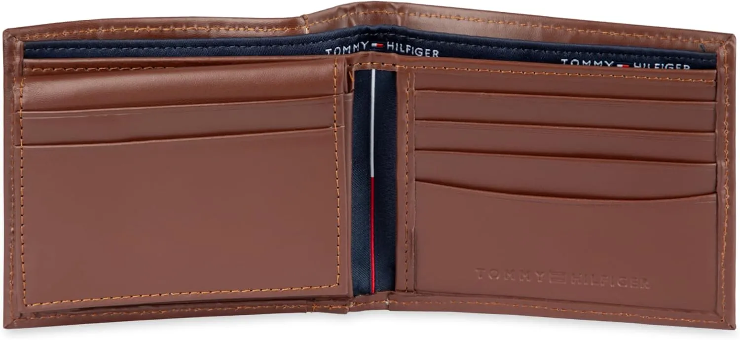 Tommy Hilfiger Men's Leather Wallet – Slim Bifold with 6 Credit Card Pockets and Removable ID Window