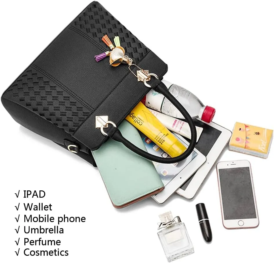Top-Handle Handbags Purse Satchel for Women Soft PU Leather Crossbody Shoulder Bag with Tassel Pendant