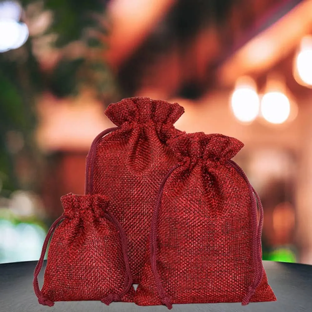 TopTie Custom 50 PCS Burlap Gift Wrap Bags with Logo, Print Drawstring Jewelry Pouches 5"x7" Party Favor Bags