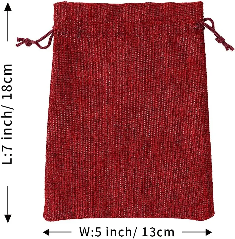 TopTie Custom 50 PCS Burlap Gift Wrap Bags with Logo, Print Drawstring Jewelry Pouches 5"x7" Party Favor Bags