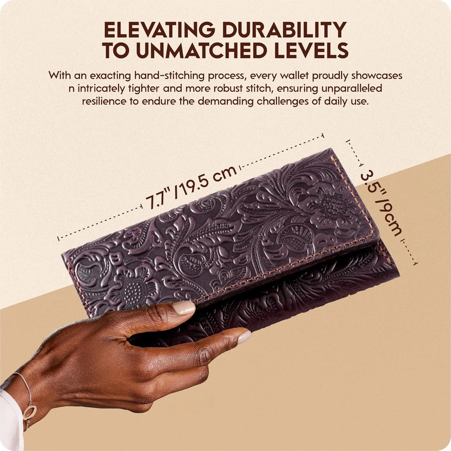 Toros Craft Handmade Western Wallets for Women, Genuine Tooled Leather & Long Credit Card Holder, Cowhide Slim Cell Phone Case, Large Capacity, Cute Clutch & Purse & Handbag
