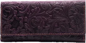 Toros Craft Handmade Western Wallets for Women, Genuine Tooled Leather & Long Credit Card Holder, Cowhide Slim Cell Phone Case, Large Capacity, Cute Clutch & Purse & Handbag