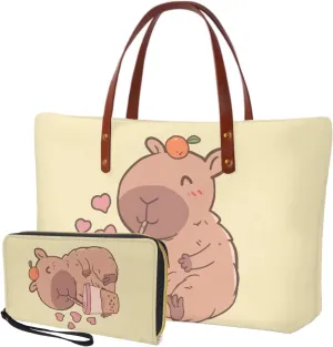Tote Bag and Wallet Set for Women Handbags with Matching Wallets Satchel Purse 2PCS Clutch Purse for Outdoor