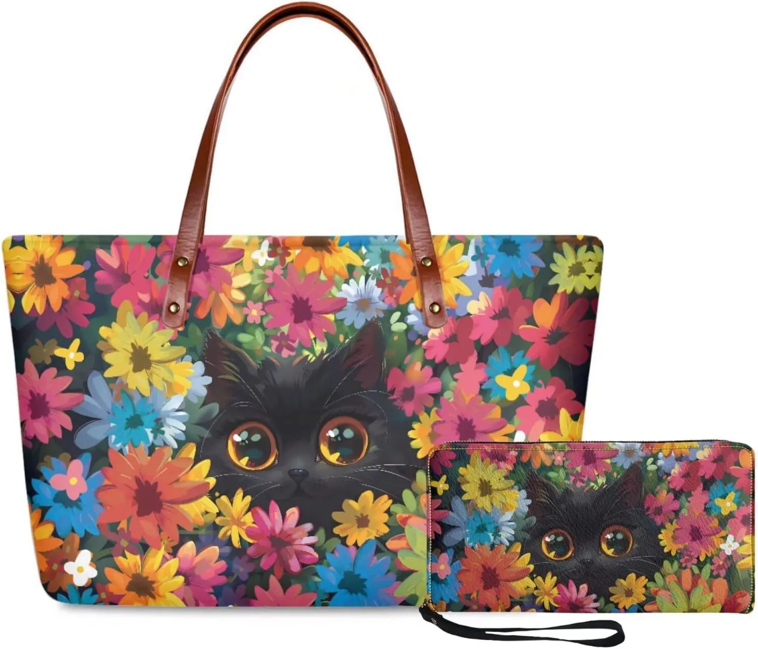 Tote Bag and Wallet Set for Women Handbags with Matching Wallets Satchel Purse 2PCS Clutch Purse for Outdoor